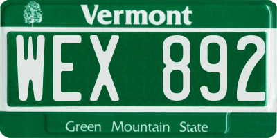 VT license plate WEX892