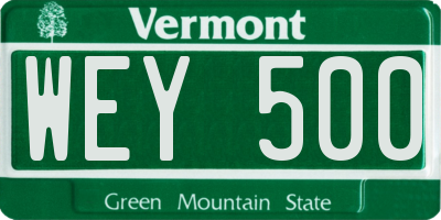 VT license plate WEY500