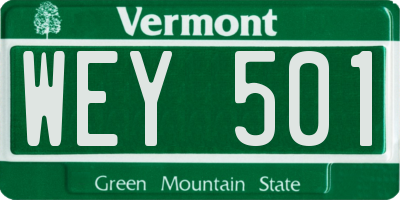 VT license plate WEY501