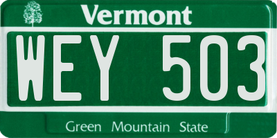 VT license plate WEY503