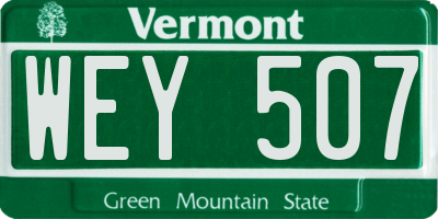 VT license plate WEY507