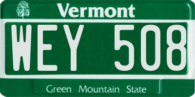 VT license plate WEY508
