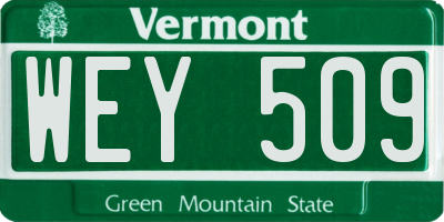 VT license plate WEY509