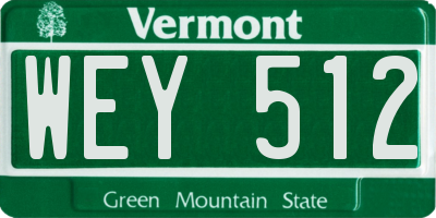 VT license plate WEY512