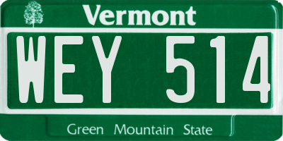 VT license plate WEY514