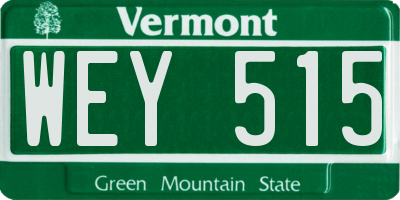 VT license plate WEY515