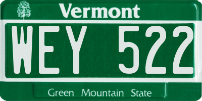 VT license plate WEY522