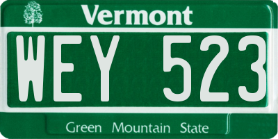 VT license plate WEY523