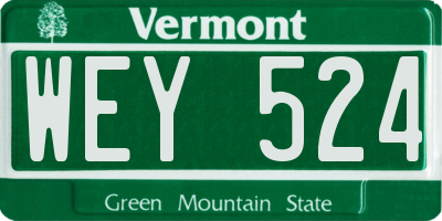 VT license plate WEY524