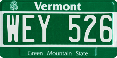 VT license plate WEY526