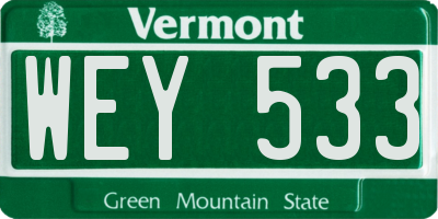 VT license plate WEY533