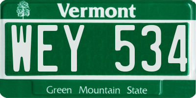 VT license plate WEY534