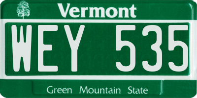 VT license plate WEY535