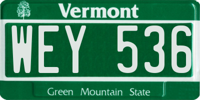 VT license plate WEY536