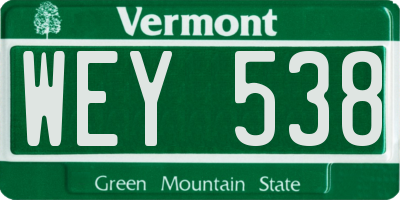 VT license plate WEY538