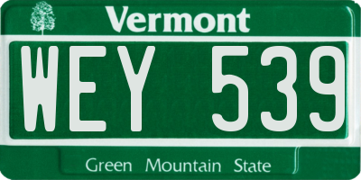 VT license plate WEY539