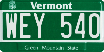 VT license plate WEY540