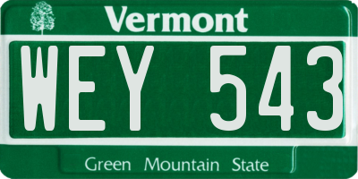 VT license plate WEY543