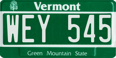 VT license plate WEY545