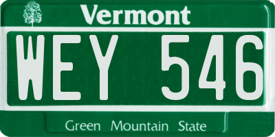 VT license plate WEY546