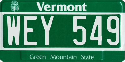 VT license plate WEY549