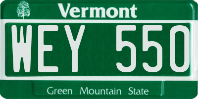 VT license plate WEY550
