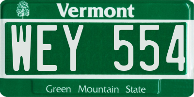 VT license plate WEY554