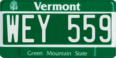 VT license plate WEY559