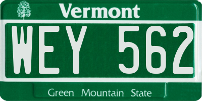 VT license plate WEY562