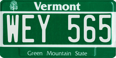 VT license plate WEY565