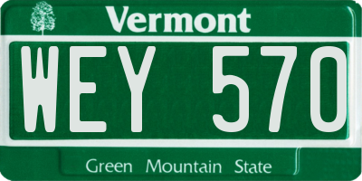 VT license plate WEY570