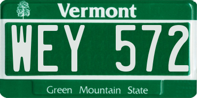 VT license plate WEY572