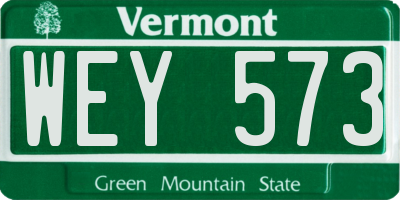 VT license plate WEY573
