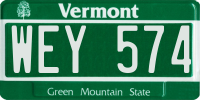 VT license plate WEY574
