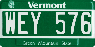 VT license plate WEY576