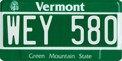 VT license plate WEY580