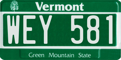VT license plate WEY581