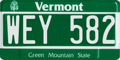 VT license plate WEY582