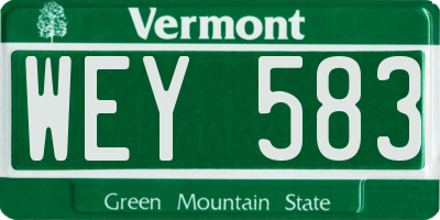 VT license plate WEY583