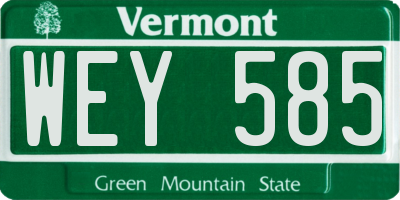VT license plate WEY585