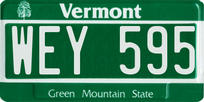 VT license plate WEY595