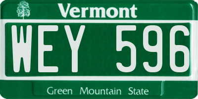 VT license plate WEY596