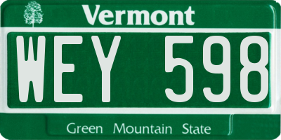VT license plate WEY598