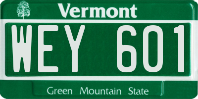 VT license plate WEY601