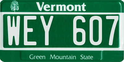 VT license plate WEY607