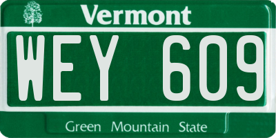VT license plate WEY609