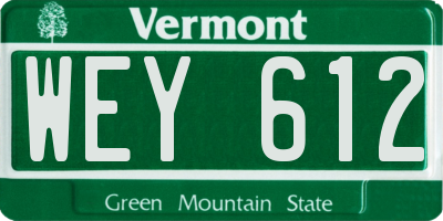 VT license plate WEY612