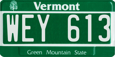 VT license plate WEY613