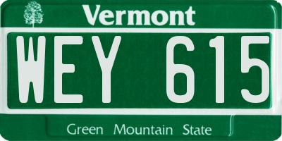 VT license plate WEY615