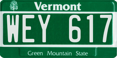 VT license plate WEY617